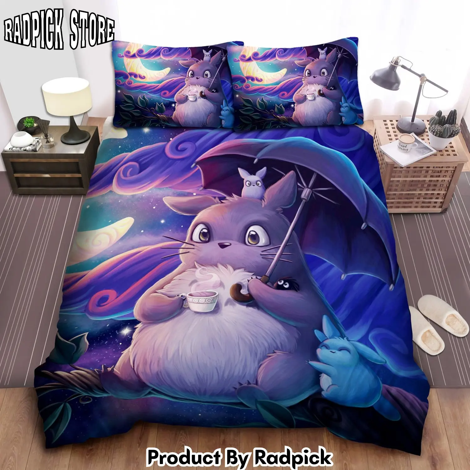 Radpick totoro friends digital art duvet cover bedroom sets comfortable bedding sets rp327658